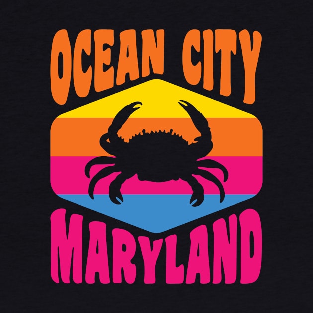 Ocean City Maryland Beach Vacation Crab Retro by PodDesignShop